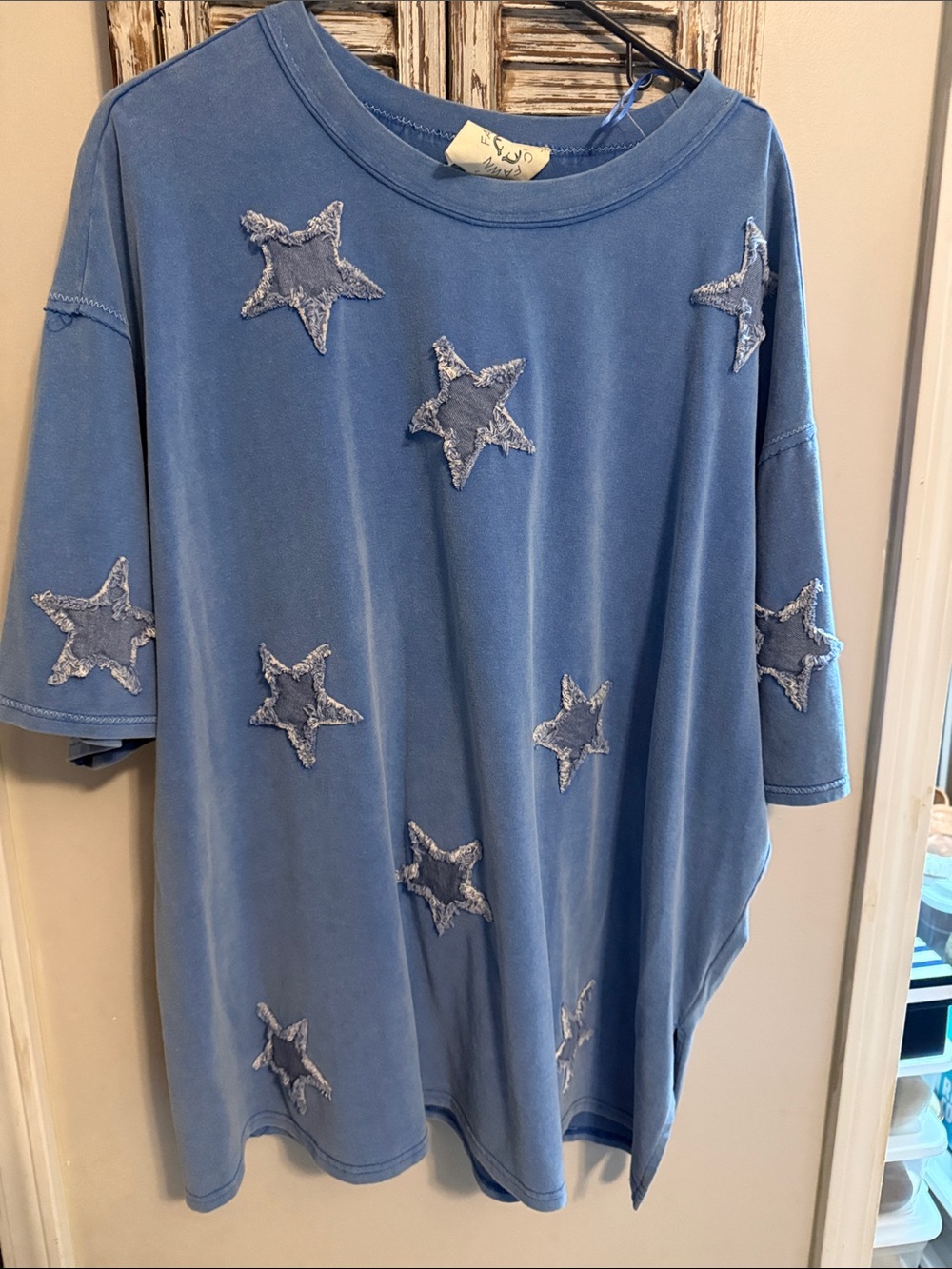 Fantastic Fawn Blue Star Appliqué Short Sleeve Tee